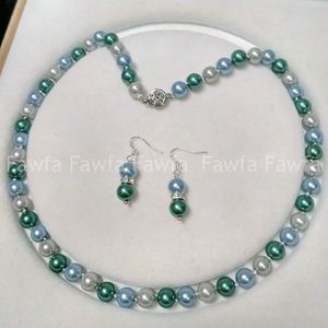 South Sea Shell Pearl Bead Necklace & Earrings
